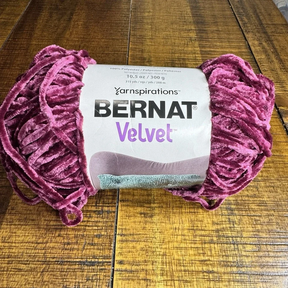 Bernat Velvet Yarn In Burgundy Plum 5- Bulky 315 Yards